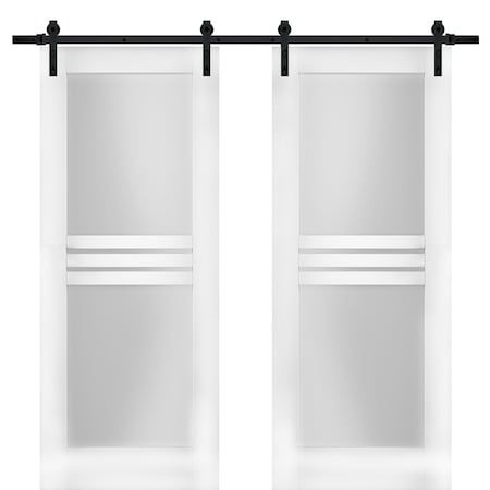 Vdomdoors Double Barn Interior Door, 64" x 96", White MELA7222DB-WS-6496